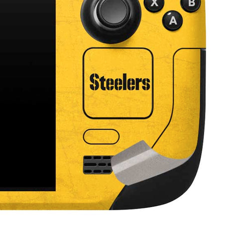 NFL Pittsburgh Steelers - Alternate Distressed Steam Deck Handheld Gaming Computer Skin